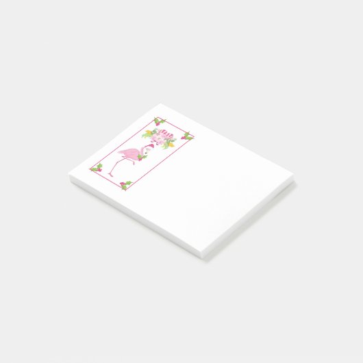 Roze Flamingo Tropical Kerstmis Post-it® Notes (Schuin)