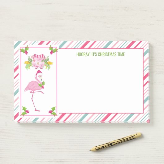 Roze Flamingo Tropical Kerstmis Post-it® Notes (Op bureau)
