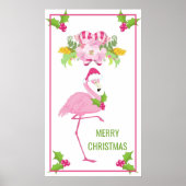 Roze Flamingo Tropical Kerstmis Poster (Voorkant)