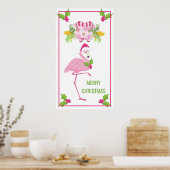 Roze Flamingo Tropical Kerstmis Poster (Keuken)