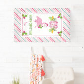Roze Flamingo Tropical Kerstmis Spandoek (Insitu)