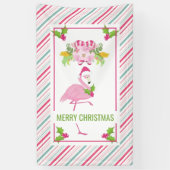 Roze Flamingo Tropical Kerstmis Spandoek (Verticaal)