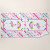 Roze Flamingo Tropical Kerstmis Strandlaken (Voorkant)