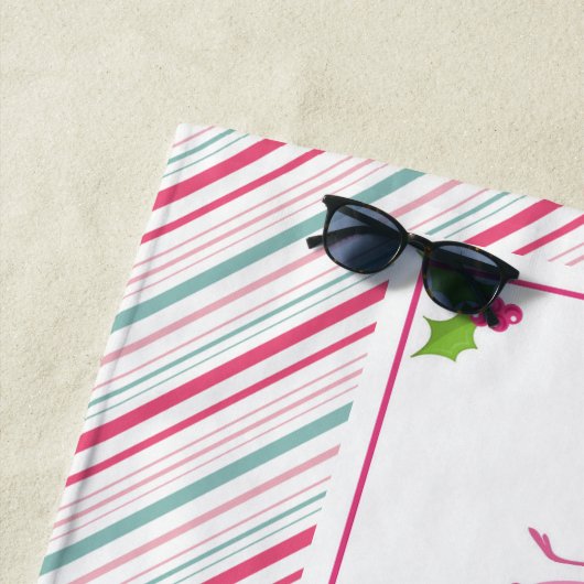 Roze Flamingo Tropical Kerstmis Strandlaken (In situ)