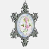 Roze Flamingo Tropical Kerstmis Tin Sneeuwvlok Ornament (Links)