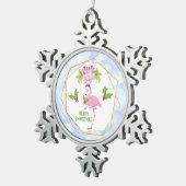 Roze Flamingo Tropical Kerstmis Tin Sneeuwvlok Ornament (Rechts)