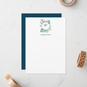 Roze Flamingo Tropical Personalized Stationery Notitiekaartje (Voorkant / Achterkant in situ)