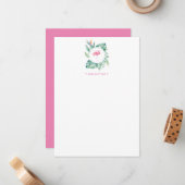 Roze Flamingo Tropical Personalized Stationery Notitiekaartje (Voorkant / Achterkant in situ)