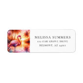 Roze Flamingo Tropical retour adres label (Voorkant)