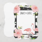 Roze Flamingo Tropical Save The Date (Voorkant / Achterkant)