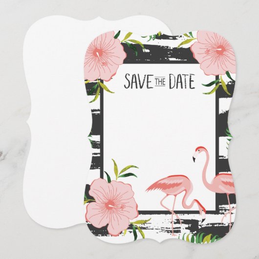 Roze Flamingo Tropical Save The Date (Voorkant / Achterkant)