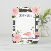 Roze Flamingo Tropical Save The Date (Staand voorkant)