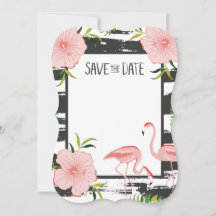 Roze Flamingo Tropical Save The Date
