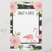 Roze Flamingo Tropical Save The Date Briefpapier (Voorkant)