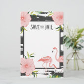 Roze Flamingo Tropical Save The Date Briefpapier (Staand voorkant)