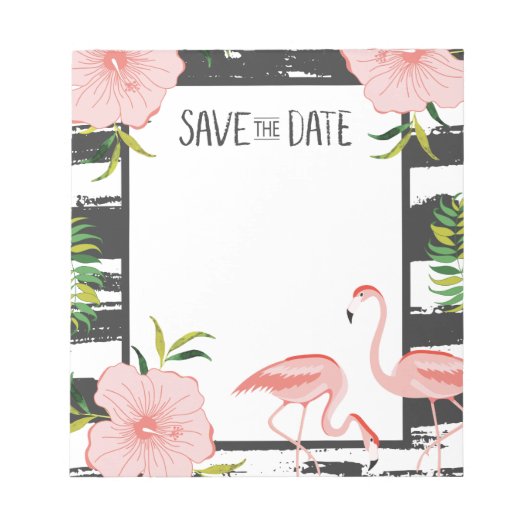 Roze Flamingo Tropical Save The Date Notitieblok (Voorkant)