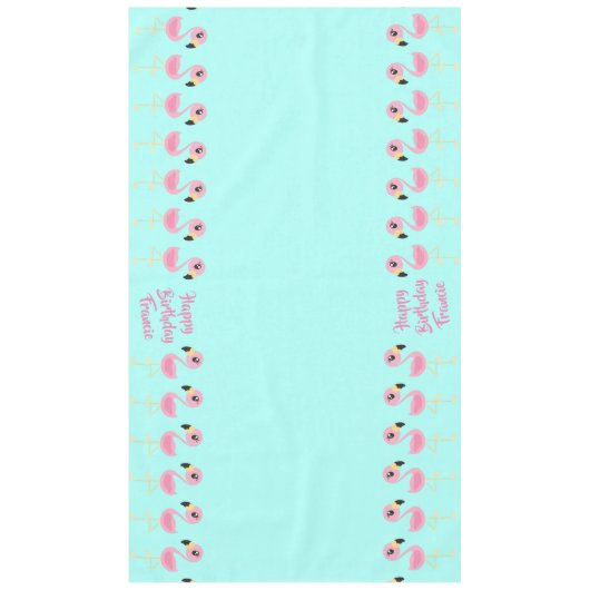 Roze Flamingo Tropical Schattige Eerste Verjaardag Tafelkleed (Voorkant)