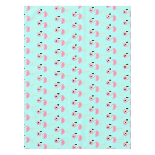 Roze Flamingo Tropical Schattige Eerste Verjaardag Tafelkleed (Voorkant)