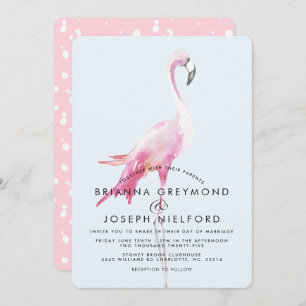 Roze Flamingo Tropical Style Wedding Kaart