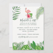 Roze Flamingo Tropical Waterverf 21st Birthday Kaart (Voorkant)