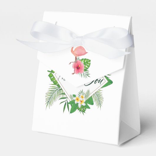 Roze Flamingo Tropical Waterverf Luau Afstuderen Bedankdoosjes (Voorkant Zijde)
