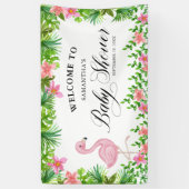 Roze Flamingo Tropical Welkom in Baby shower Spandoek (Verticaal)