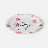 Roze Flamingo Tropics Tropisch Zomerfeest Papieren Bordje (Gekanteld)