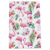 Roze Flamingo Tropisch Baby shower Gift Bag Medium Cadeauzakje (Voorkant)