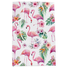 Roze Flamingo Tropisch Baby shower Gift Bag Medium Cadeauzakje