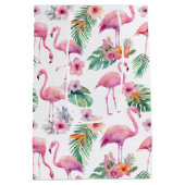Roze Flamingo Tropisch Baby shower Gift Bag Medium Cadeauzakje (Achterkant)