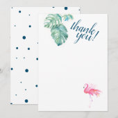 Roze Flamingo Tropisch Dank Je Notitiekaartje (Voorkant / Achterkant)