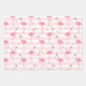 Roze Flamingo Tropisch gestreept patroon Inpakpapier Vel (Voorkant)