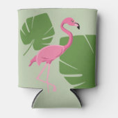 Roze flamingo Tropisch Groen blad Blikjeskoeler (Voorkant)