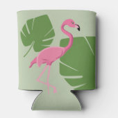 Roze flamingo Tropisch Groen blad Blikjeskoeler (Achterkant)