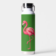 Roze Flamingo Tropisch Groene Waterfles