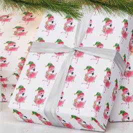 Roze Flamingo Tropisch Kerst Verpakkingspapier Cadeaupapier