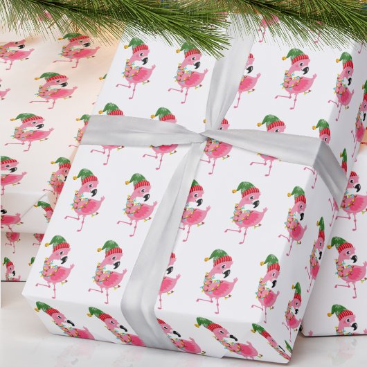 Roze Flamingo Tropisch Kerst Verpakkingspapier Cadeaupapier