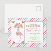 Roze Flamingo Tropisch Kerstfeest Briefkaart (Voorkant / Achterkant)
