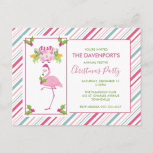 Roze Flamingo Tropisch Kerstfeest Briefkaart