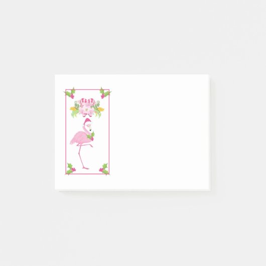 Roze Flamingo Tropisch Kerstfeest Post-it® Notes (Voorkant)