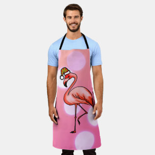 Roze Flamingo Tropisch Kerstfeest Schort