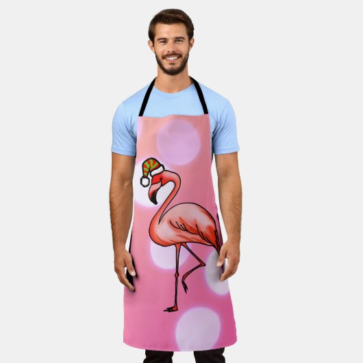 Roze Flamingo Tropisch Kerstfeest Schort (Gedragen)