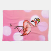 Roze Flamingo Tropisch Kerstfeest Theedoek (Horizontaal)