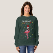 Roze Flamingo Tropisch Kerstfeest Trui (Voorkant volledig)
