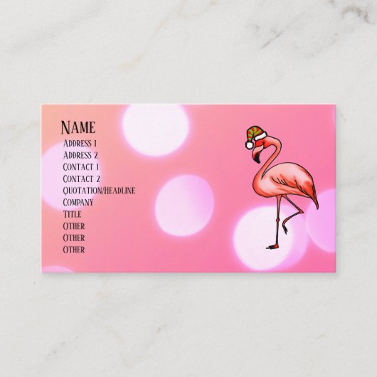Roze Flamingo Tropisch Kerstfeest Visitekaartje (Voorkant)