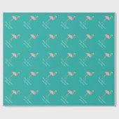 Roze flamingo tropisch kerstpapier cadeaupapier (Vlak)