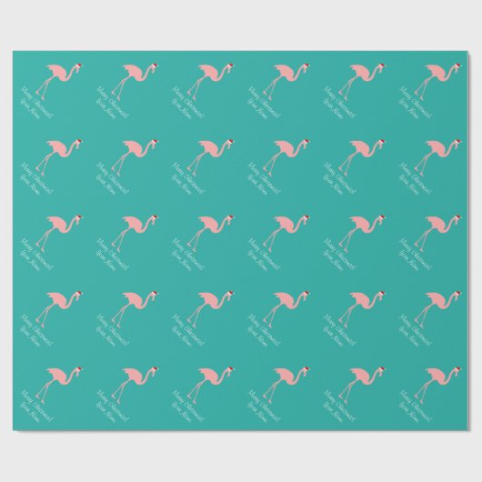 Roze flamingo tropisch kerstpapier cadeaupapier (Vlak)