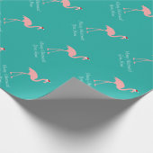 Roze flamingo tropisch kerstpapier cadeaupapier (Hoek)