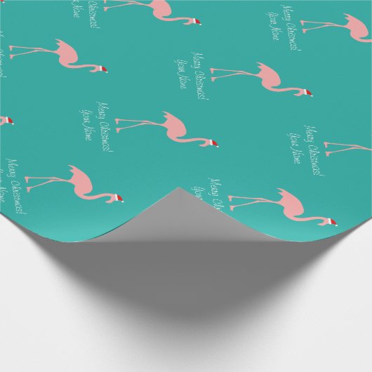 Roze flamingo tropisch kerstpapier cadeaupapier (Hoek)