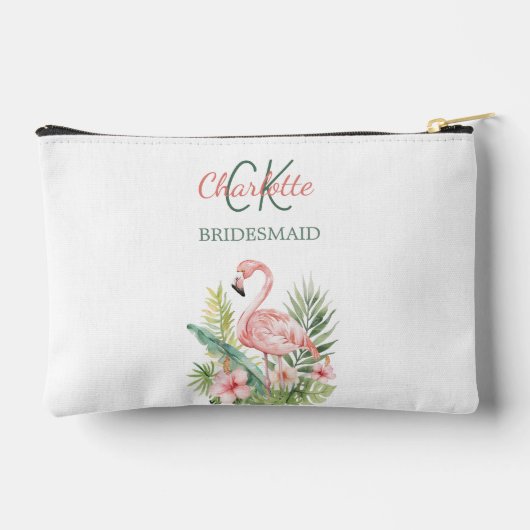 Roze flamingo tropisch monogram bruidsmeisje etui (Achterkant)